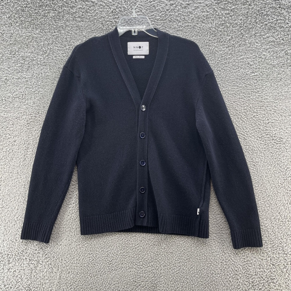 No Nationality NN07 Sweater Mens Small Navy Classic Wool Grandpa Cardigan